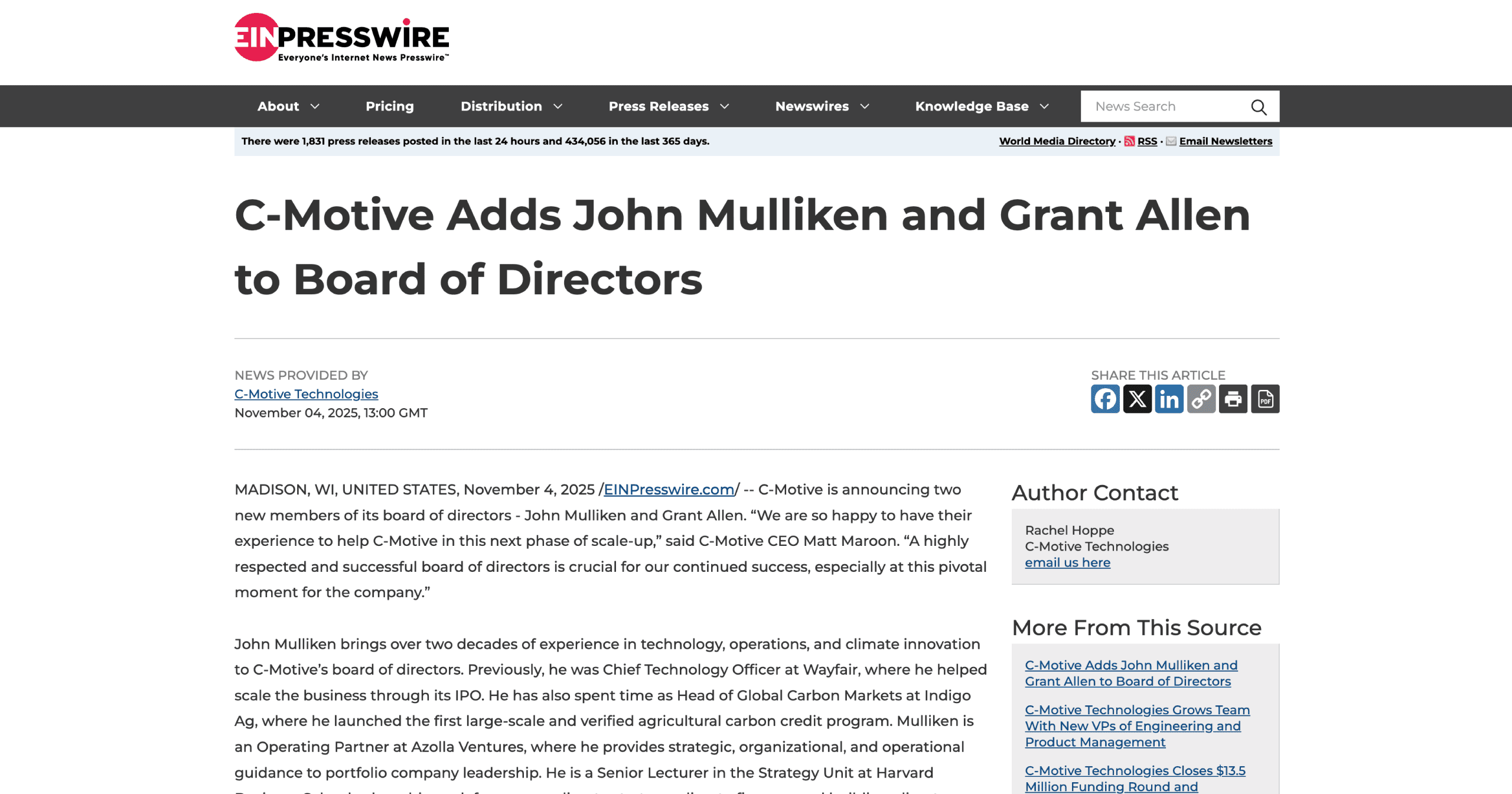C-Motive Adds John Mulliken and Grant Allen to Board of Directors
